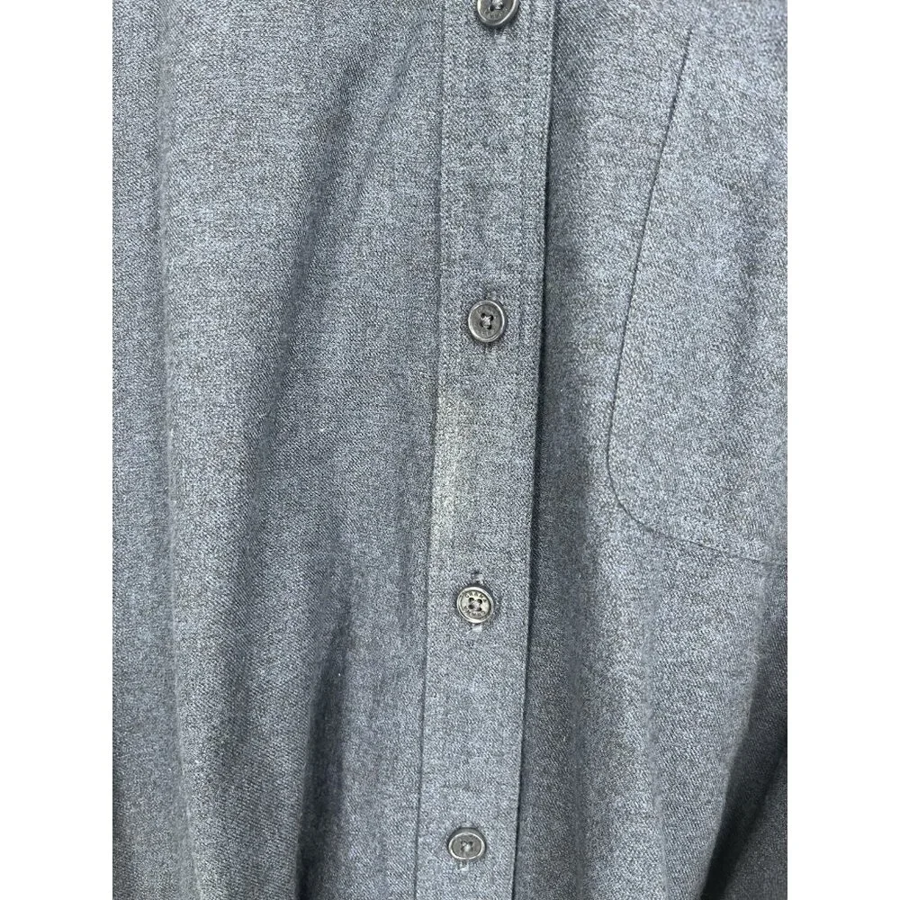 Grana Italian Flannel Button down long sleeve shirt dress w/ tie Belt Blue Small